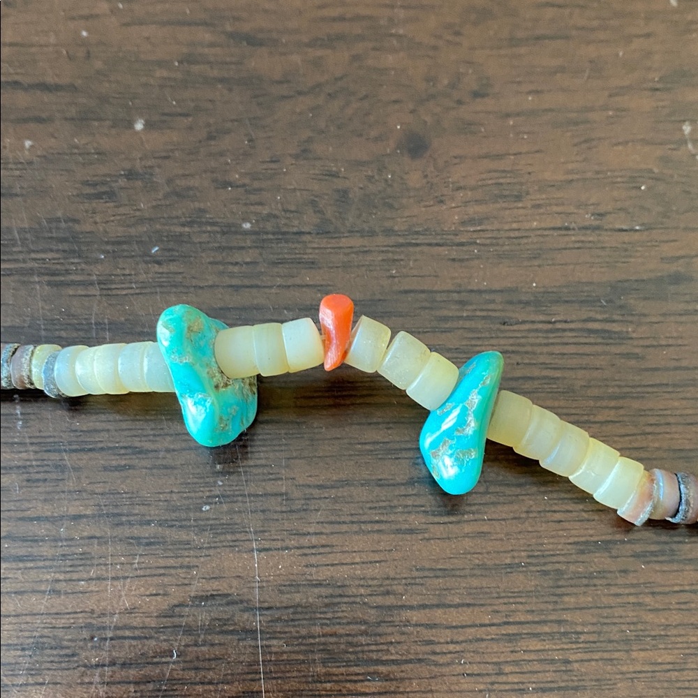 15” Brown Beaded Turquoise Necklace ♥️ real Turquoise real Beads👍